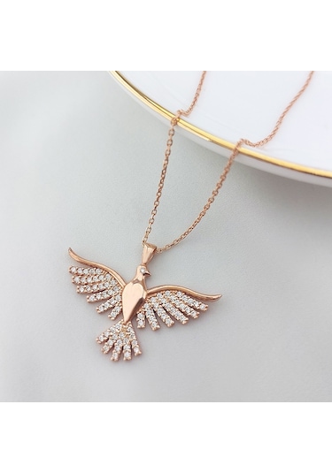 Vaoov 925 Ayar Gümüş Zümrüdü Anka Kuşu Kolye