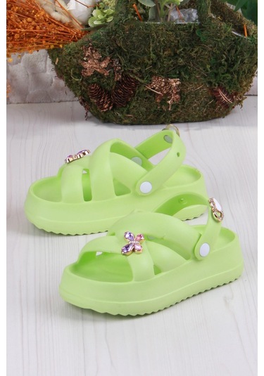 Fort Clx 6980 Plaj Deniz Havuz Terliği Hafif Rahat Esnek Kız Çocuk Terlik Yeşil