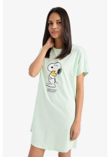Defacto Snoopy Bisiklet Yaka Kısa Kollu Gecelik-fall İn Love F3137ax25smgn1139 Yeşil