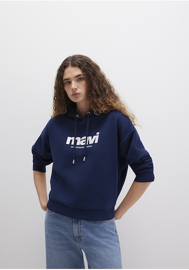 Mavi - Mavi Logo Baskılı Kapüşonlu Lacivert Sweatshirt 168334-704 Lacivert