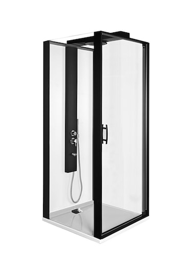 VitrA 56930022000 Zest Kompakt Duş Ünitesi Mat Siyah Sol 90x90 Cm