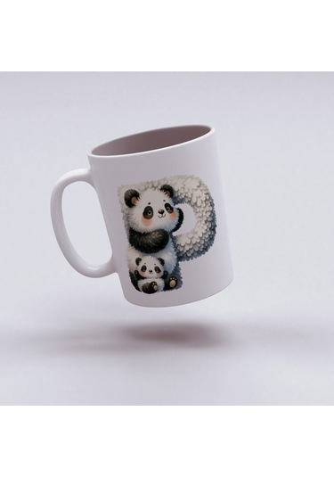 P Harfi Tasarım Bardak, Sevimli Hayvan Temalı Harf Bardağı Beyaz