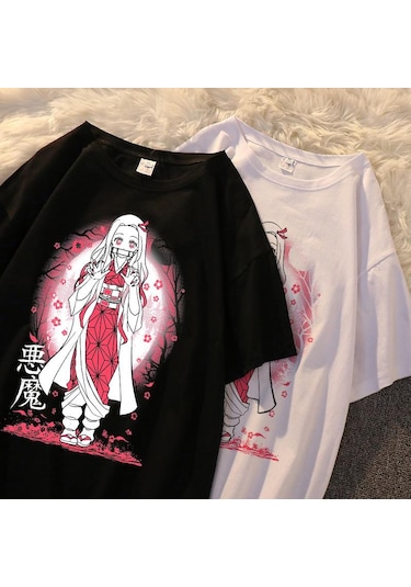 Gri Japon Animesi İblis Avcısı T Shirt Erkekler Kawaii Kimetsu Hiçbir Yaiba Grafik Tees Tanjirou Kamado Unisex Üstleri Komik Tişört Gri