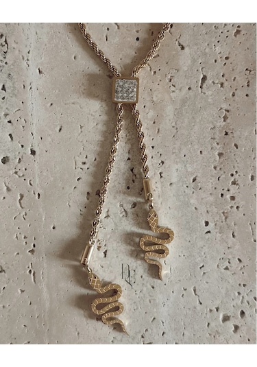 Gold Yılan Kolye Çok Renkli