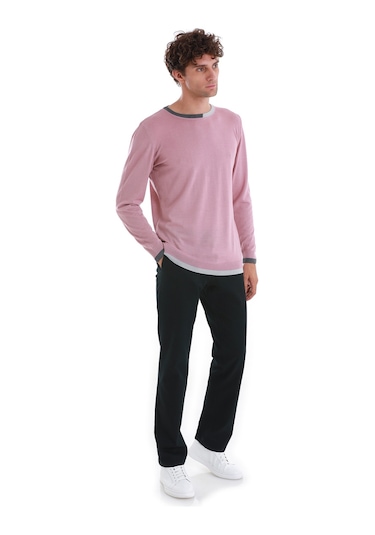 Hatemoğlu Pembe Regular Fit Düz Bisiklet Yaka Yünlü Triko Kazak 34122023a001 014 Pembe