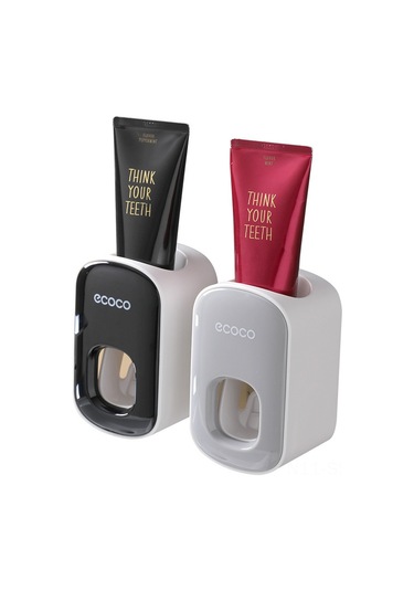 Springsun Otomatik Macun Sıkıcı Duvar Tipi, Delme Yok Kurulum, Ev Bathroom Organizer Seti Siyah-beyaz Diğer