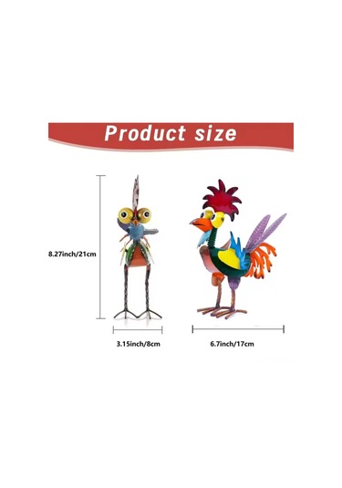 Tenfowee Yeşil Metal Demir Çelik Canlı Horoz Figürü, Bahçe Çimenliği Ve Ev Dekorasyonu Sanat Eseri, 21x17x8 Cm