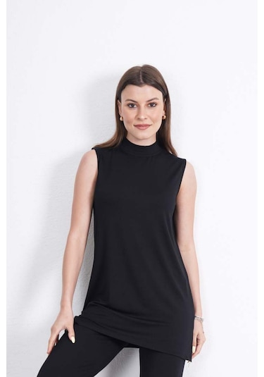 Penyebizden Viskon Kolsuz Tunik -siyah