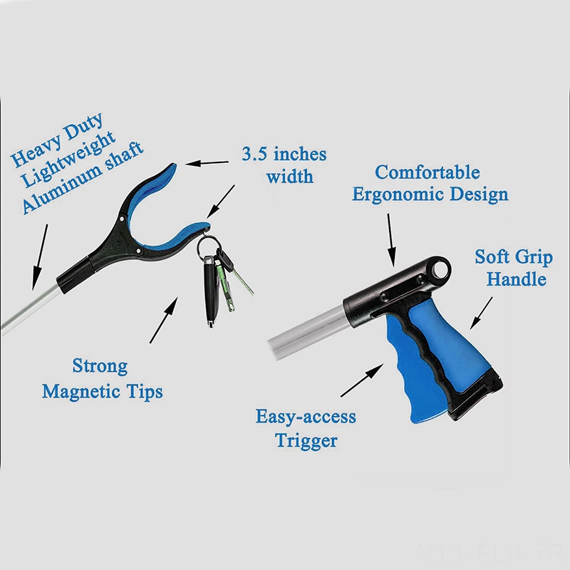Xindoker Alüminyum Boru Çekirdekli Çok Amaçlı Nesne Kaldırma Aleti - Kolay Kullanıma Dair 32 İnç Genişlik Gümüş - Mavi