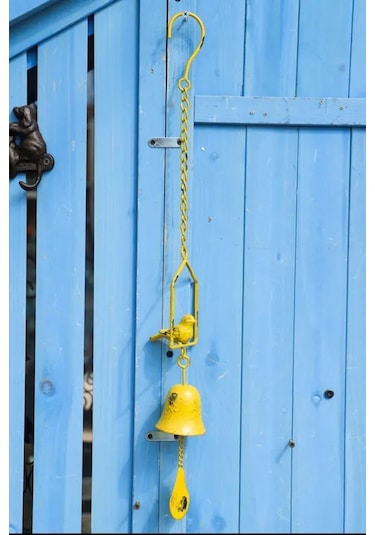 Tenfowee Klasik Sarı Kuş Desenli Dökme Demir Çanak Çanak, Doğa Sesleriyle Bahçe Ve Ev Dekorasyonu, Dayanıklı Asma Zil