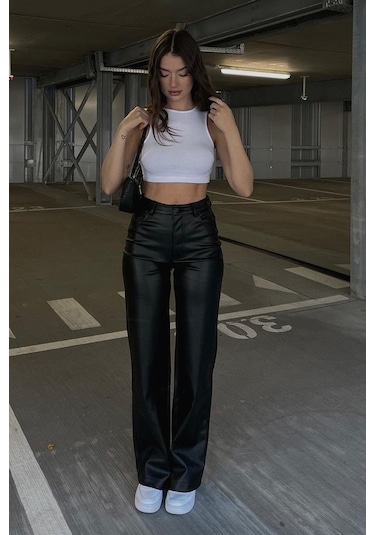 Madmext Mad Girls Siyah Deri Pantolon Mg1316-siyah Siyah