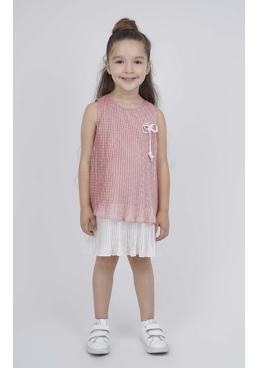 Bestkids Kız Çocuk İki Renk Pilili Elbise 001