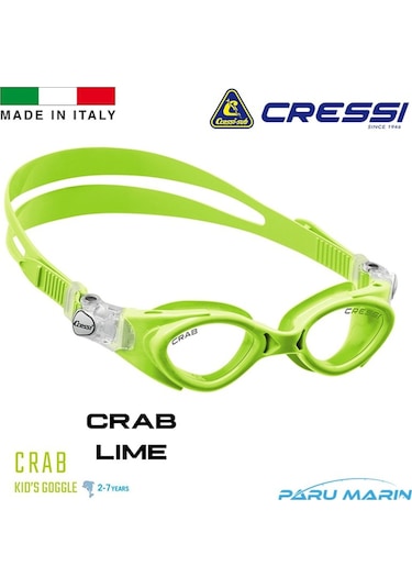 Parumarin Cressi Crab 2-7 Yaş Lime Yüzücü Gözlüğü