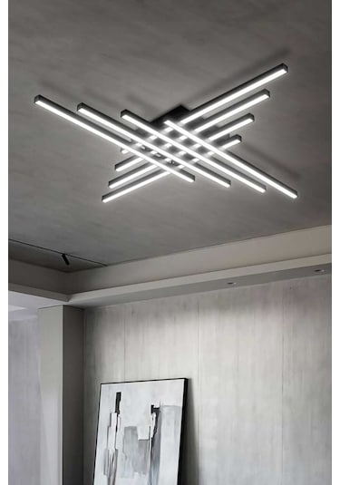 Tibet / Plafonyer Avize / 120 Cm / 8 Çubuk / Antrasit Gövde / 3 R Antrasit
