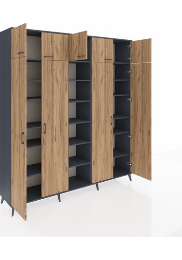 Hyperion Dolap 18 Raflı 9 Kapaklı 220x44x243 Antrasit-çam/antrasit Atlas Çam/antrasıt