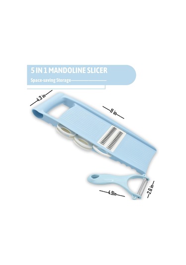 Mutfak İçin 5'i 1 Arada Mandolin Dilimleyici, Patates Cipsi İçin Çok Bıçaklı Sebze Doğrayıcı, Sebze Doğrayıcı, Mavi Diğer