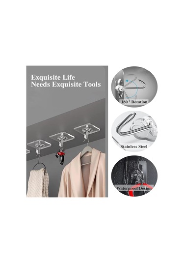 Padalink 20 Adet Şeffaf Otomatik Yapışkan Duvar Kancası - Pvc Ve Paslanmaz Çelik, Ev Dekorasyonu, Mutfak, Banyo İçin Kullanım Kolay