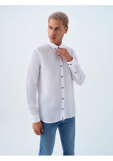 Loft Regular Fit Beyaz Erkek Gömlek Lf2038578 Beyaz