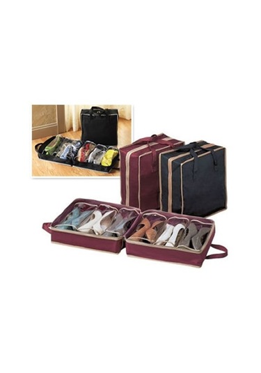 Fermuarlı 6 Bölmeli Ayakkabı Saklama Hurcu Çok Renkli