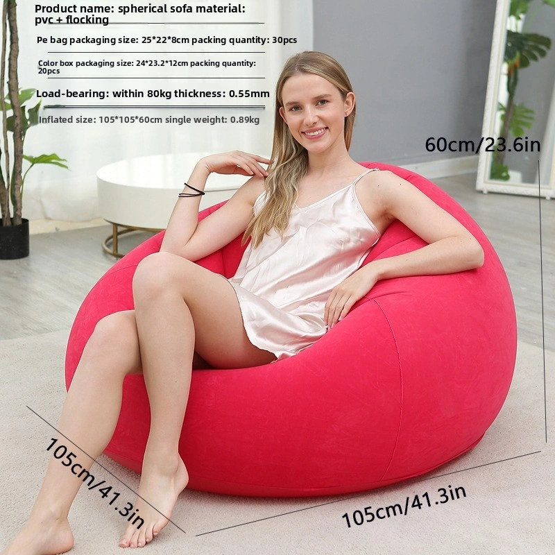 Açık Hava Şişme Lazım Koltuk Ayaklı Set Katlanır Peluş Pvc Salon Şezlong Seti Karpuz Kırmızı Yuvarlak 116 98 83 Cm 0,9 Kg Kırmızı