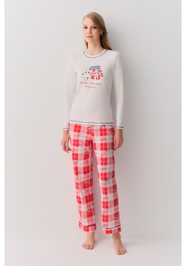 Suwen Friends Pijama Takımı Sh262346601114 Kırmızı