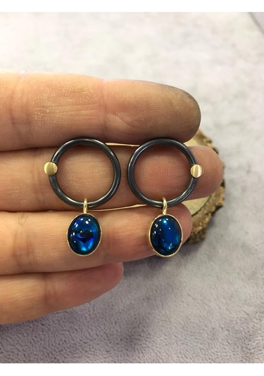 Okyanus Sedefi Taşlı Gümüş Küpe 925 Ayar N11.72972