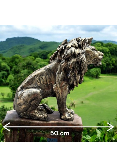 Dekoratif Polyester Büyük Boy Arslan Biblo Gold Eskitme