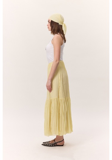 Crush Piliseli Uzun Etek Soft Sarı Soft Sarı