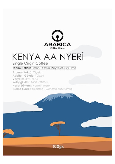 Arabica Coffee House Kenya Aa Natural Kahve Öğütülmüş Kahve Taze Kavrulmuş Çekirdek French Press 100 G