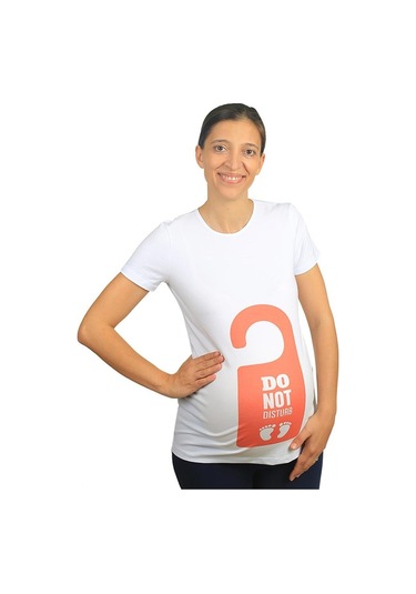 Mummy's Baby Hamile Tişört Do Not Disturb Beyaz 7952
