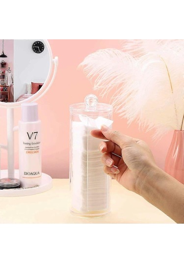 Parçalı Pamuk Ped Saklama Kutusu, Pamuklu Çubuk Kutusu, Şeffaf Akrilik Masaüstü Saklama Kutusu Seti, Oturma Odası, Yatak Odası, Banyo Tuvalet Masası Dekorasyonu İçin Uygundur Diğer