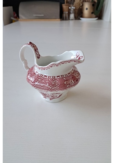 Pembe Spode Tasarım C1833 Antika Sütlük Veya Sosluk Çok Renkli