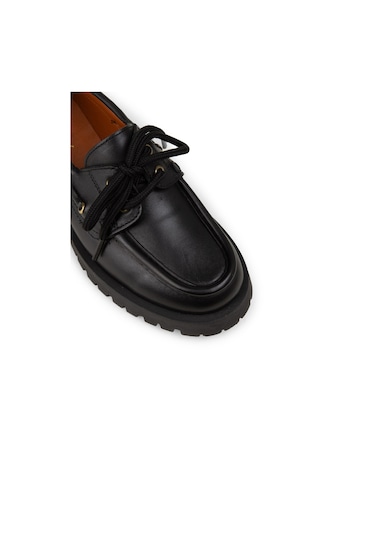 Deery Kadın Hakiki Deri Siyah Marin Loafer - 02036zsyhc02
