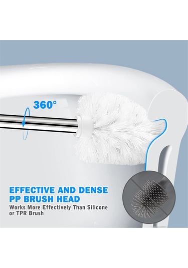 Tuvalet Fırçası Ve Tutucu, 2'li Uzun Saplı Tuvalet Fırçası, Beyaz Beyaz