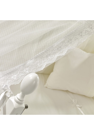 Meltem Kids Kral Sallanır Ahşap Anne Yanı Beşik 60x120 cm (beyaz-ekru) Ekru