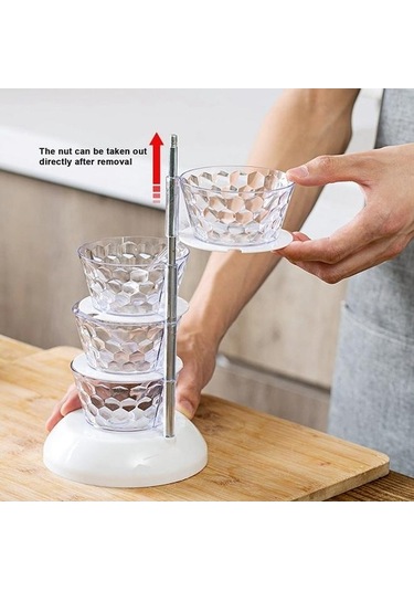 Novahub Beyaz 4 Katlı Mutfak Düzenleyici, Dönen Baharat Ve Biber Rafı, Baharat Depolama Kavanoz Seti Beyaz