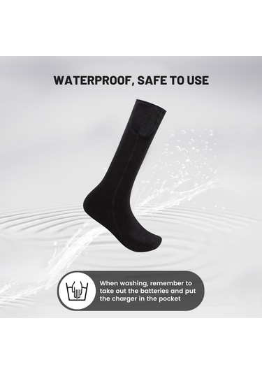 Konesam Erkek Kadın Unisex Elektrikli Isıtmalı Spor Çorapları - Winter Socks Sıcak Ayak Koruyucu Yüksek Lastikli Usb Şarjlı Siyah Beden Tek Beden Siyah