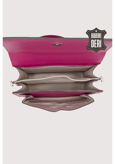 Hakiki Deri Kadın El Çantası Fuşya Smr9022 Fuşya