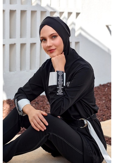 Spor Likra Tam Kapalı Tesettür Mayo 1221 Siyah14 Siyah
