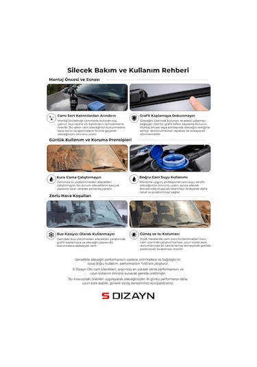 S-dizayn Hyundai İ20 Ön Cam Silecek Seti 2014-2020 Premium Araca Özel 60-40 Cm A+ Kalite