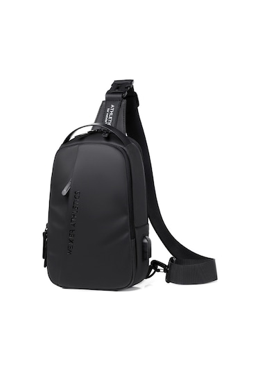 Weixier X313 Usb Şarj Portlu Erkek Crossbody Göğüs Çantası Siyah
