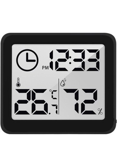 Homyl Masaüstü Dijital Saat Pille Çalışan Okuması Siyah02