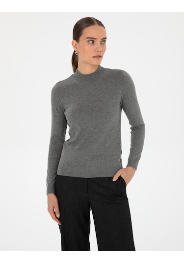 Pierre Cardin Kadın Gri Melanj Kazak /triko 50315768-vr086 Gri Melanj