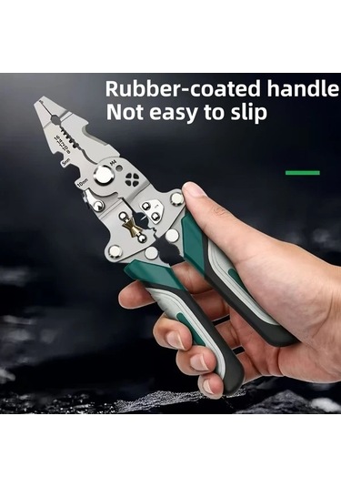Fastbuy Green Tel Düzenleyici Pense - Katlanır Elektrikçi Aleti, Sıkma Kesme, Cıvata Anahtarı