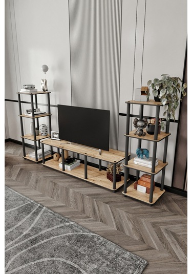 Masivo Tv Sehpa Kitaplık Safir Meşe Meşe