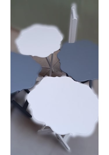 1448bng90090çanta Zigon Sehpa Yonca Dörtlü Model Ahşap Mdf Beyaz Ve Gri Renk Uyum El Yapım