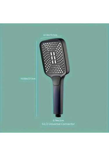 Kare Düğme Ayarlanabilir Duş Başlığı Gümüş: Süper Süper Şarjlı Duş Başlığı Kare Su Çıkışı Ev Tipi Su Isıtıcısı Tek Elle Sprey Duş Başlığı Gümüş