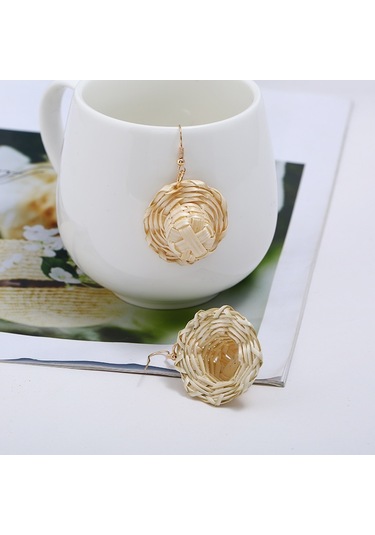 E2002-11 Hat Bamboo Vine Handmade Woven Earrings Bosomia Style Earrings Gümüş