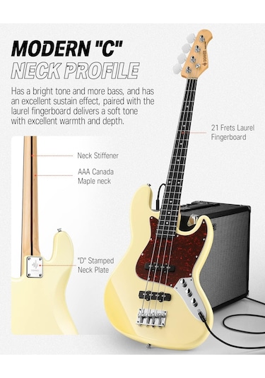 Donner Dpb-510r Jb-style Bas Gitar Vintage White
