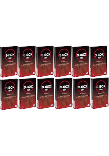 S-Box Red Kabartma Yüzeyli Prezervatif 12'li x 12